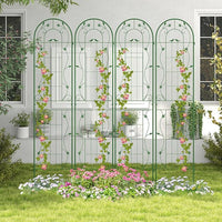 Grigliati per Rampicanti 220 x 50 CM, Set di 2 Tralicci di Metallo Antiruggine per Piante Rampicanti, Rose e Verdure, Decorazione Esterna per Giardino, Cortile e Patio (Verde)
