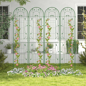 Grigliati per Rampicanti 220 x 50 CM, Set di 2 Tralicci di Metallo Antiruggine per Piante Rampicanti, Rose e Verdure, Decorazione Esterna per Giardino, Cortile e Patio (Verde)