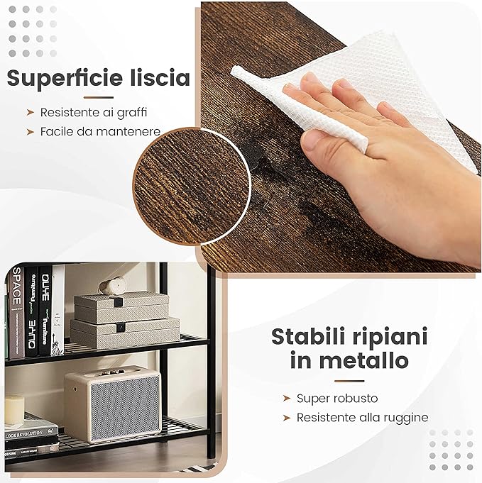 Tavolo Consolle in Legno, Tavolo da Ingresso con 2 Cassetti e 2 Ripiani, Tavolo Multifunzionale e Moderno per Ingresso, Soggiorno e Corridoio, 100 x 30 x 81,5 cm (Marrone Rustico)