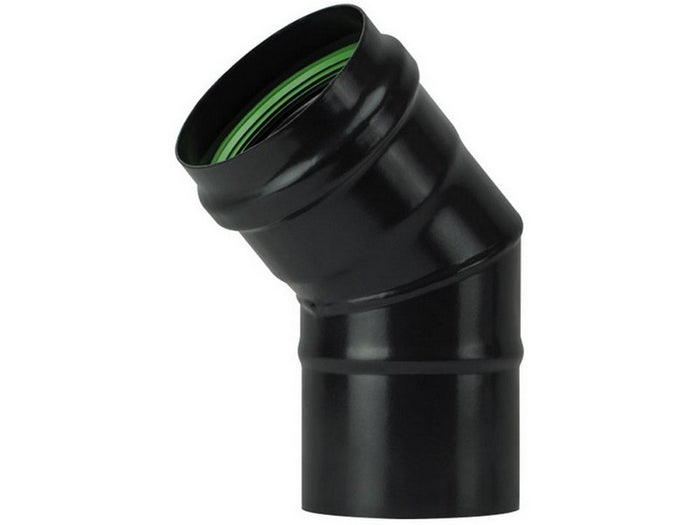 gomito 45¦ per stufa a pellet light senza guarnizione col. nero opaco ï cm. 8 cod:ferx.vit55044