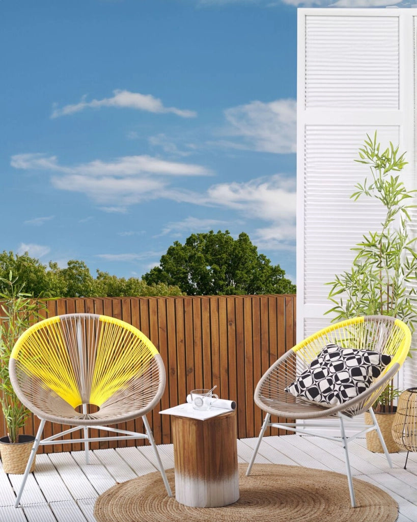 Set di 2 Sedie da Giardino Beige con rattan sintetico Giallo Papasan Modern