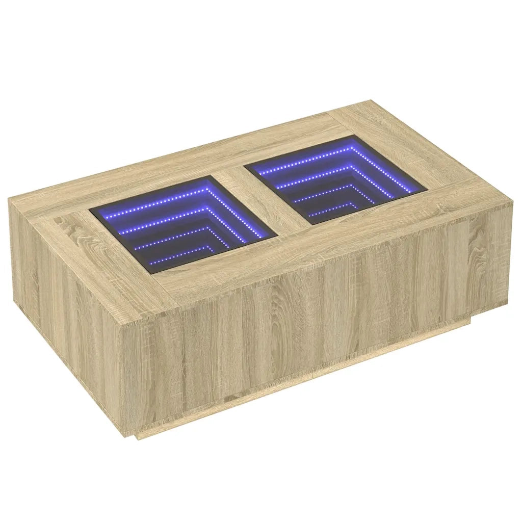 Tavolino da Salotto con LED Infinity Rovere Sonoma 116x69x40 cm