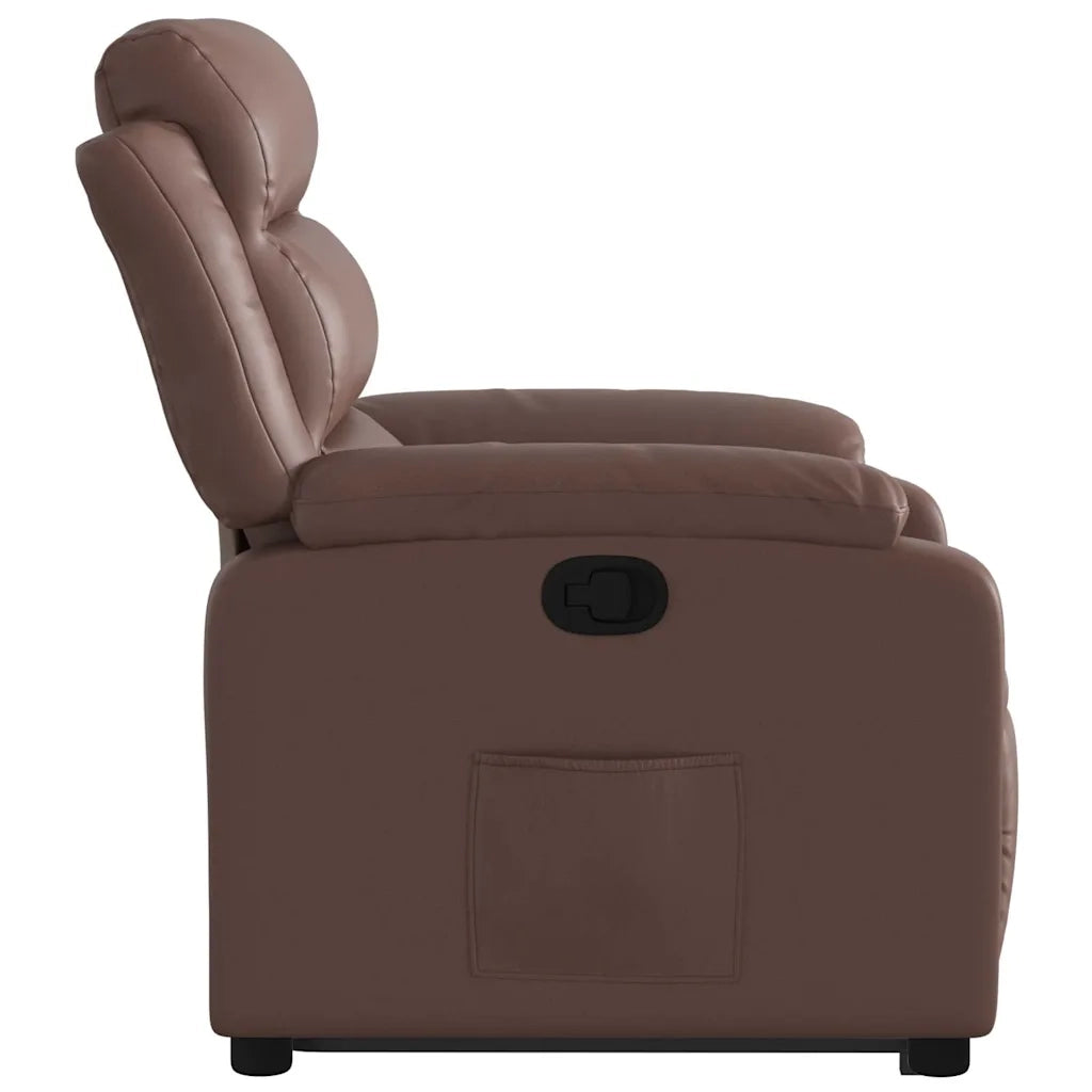 Poltrona Alzapersona Reclinabile Marrone in Similpelle 3205044