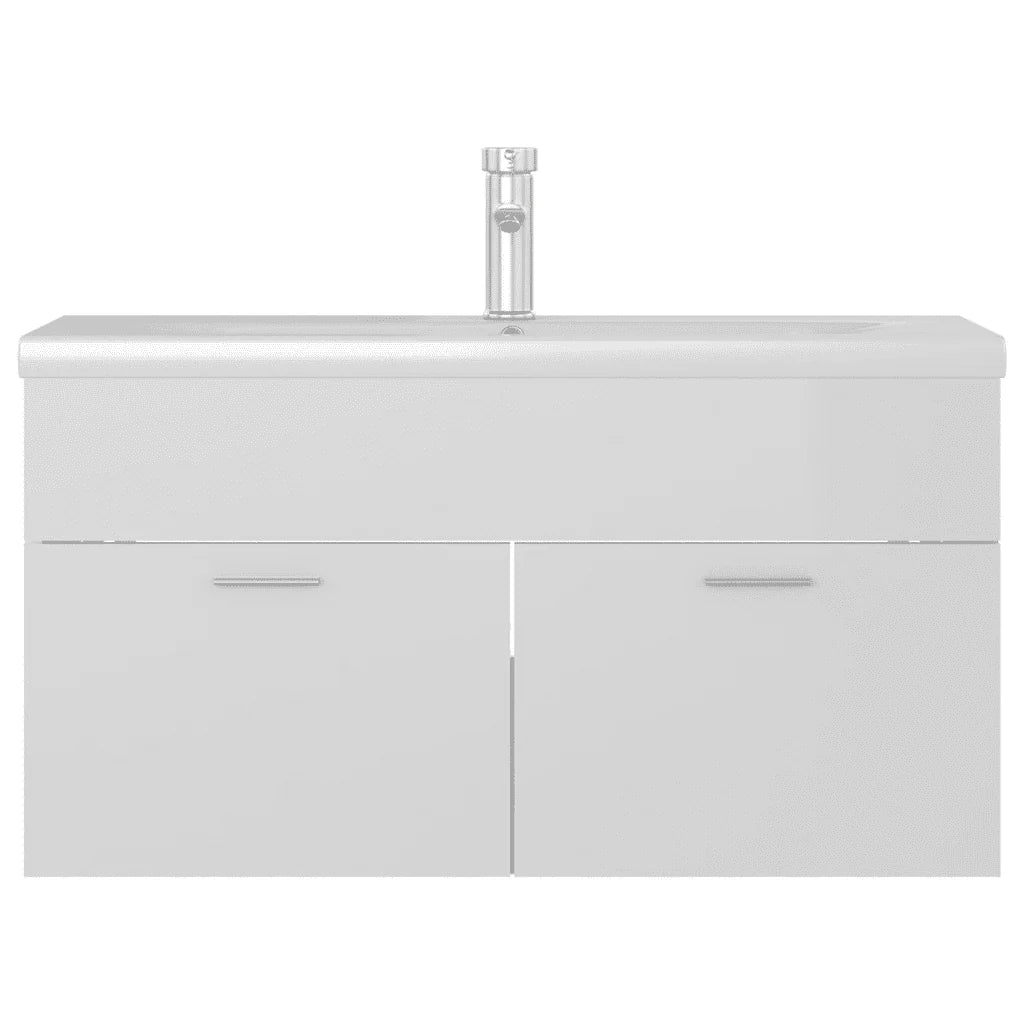 Mobile sottolavabo con lavabo integrato 90 x 38,5 x 46 cm pratico contenitore design contemporaneo truciolato bianco lucido 02_0055087