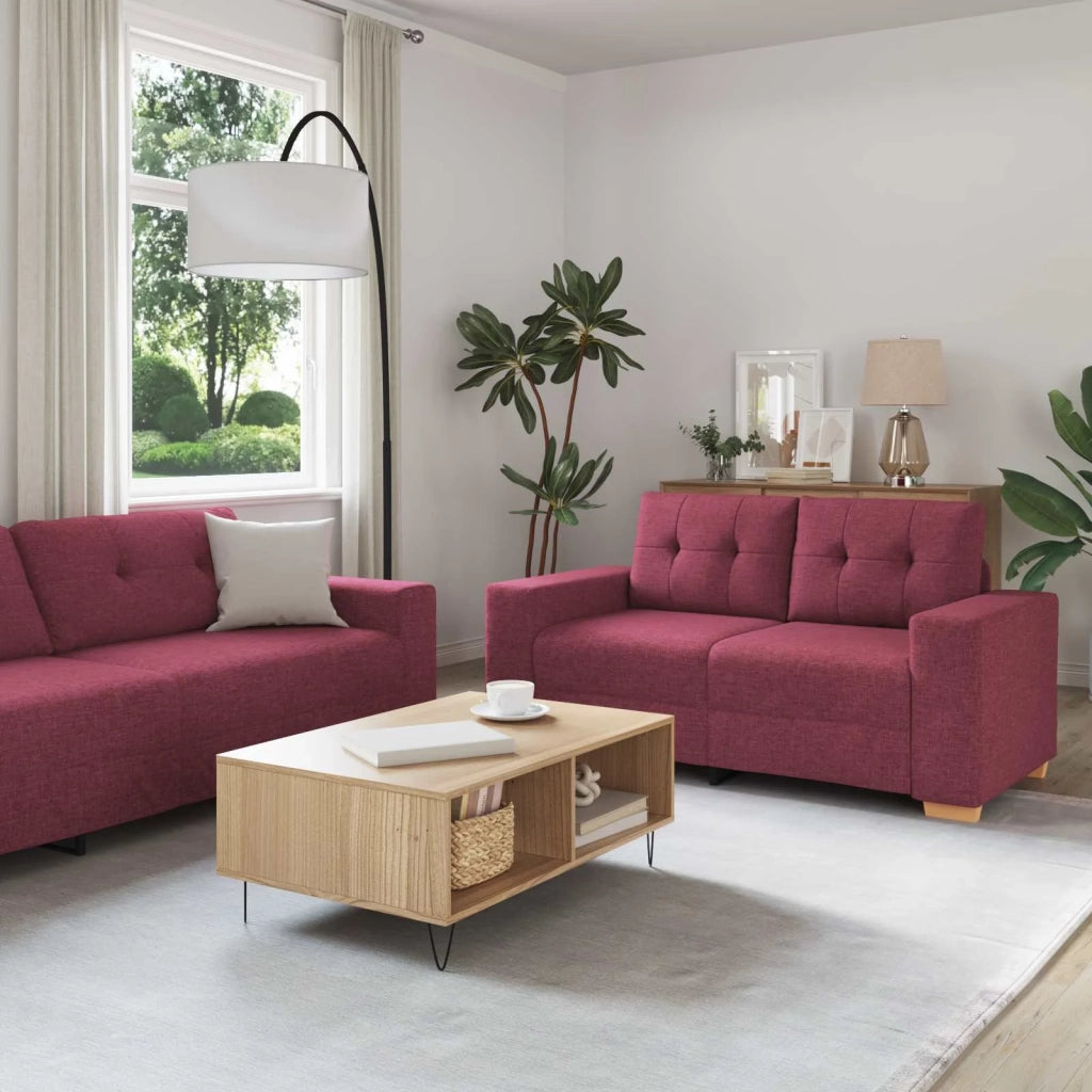 Divano 3 pcs Rosso Vento 221 x 80 x 80 cm Tessuto misto lino 3324631