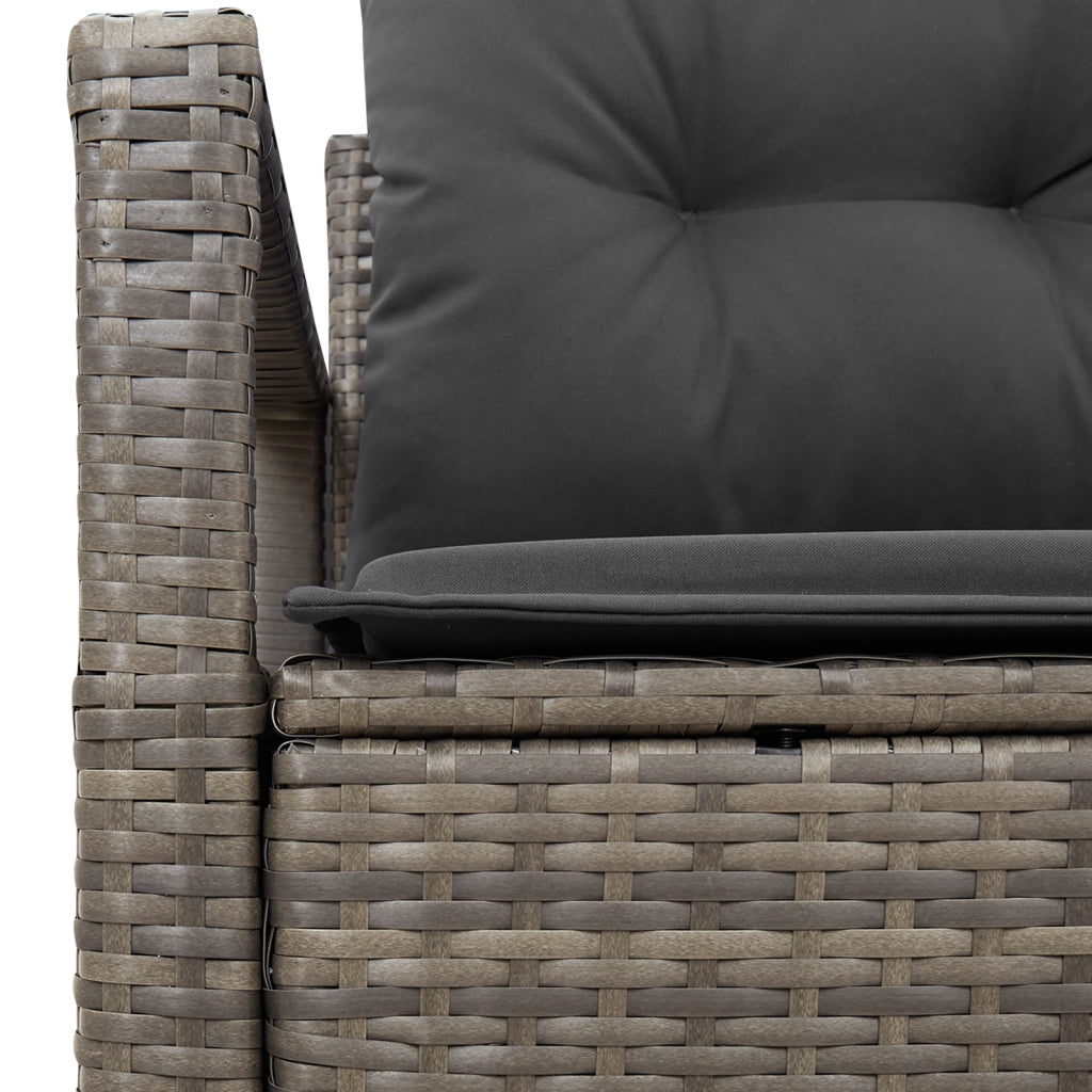 Divano da giardino a 2 posti con cuscini in polyrattan grigio