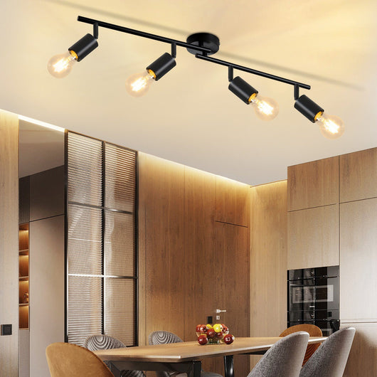 ZMH Faretto da soffitto nero - Lampada da soffitto con faretti E27 orientabili a 350° per camera da letto vintage