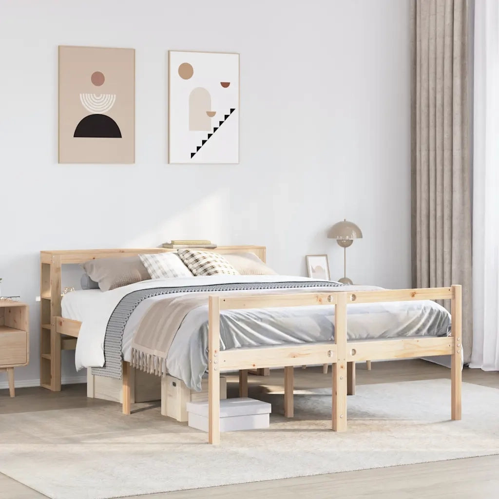 Letto per Anziani con Testiera 120x190 cm Legno Massello Pino