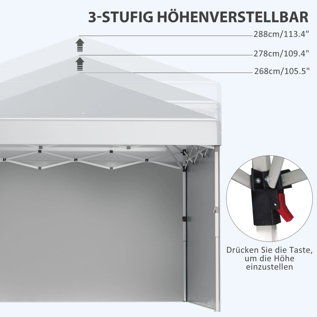 Gazebo due pareti laterali borsa da trasporto struttura in acciaio grigio chiaro 3 x 3 x 2.7 m