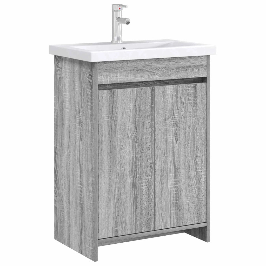 Mobiletto da Bagno Sotto Lavabo Sonoma grigio 56 x 37,5 x 81 cm