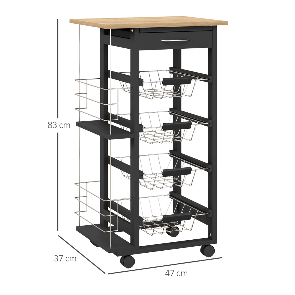 Carrello Multiusos ¨C zephmum ¨C Nero 47x37x83 cm