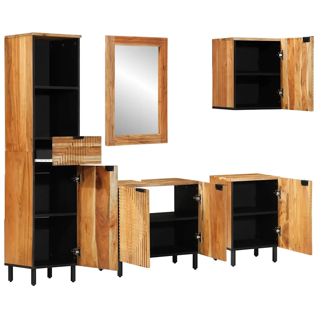 Set di mobili per il bagno con cassetto con porta 5 pcs Marrone 3310015