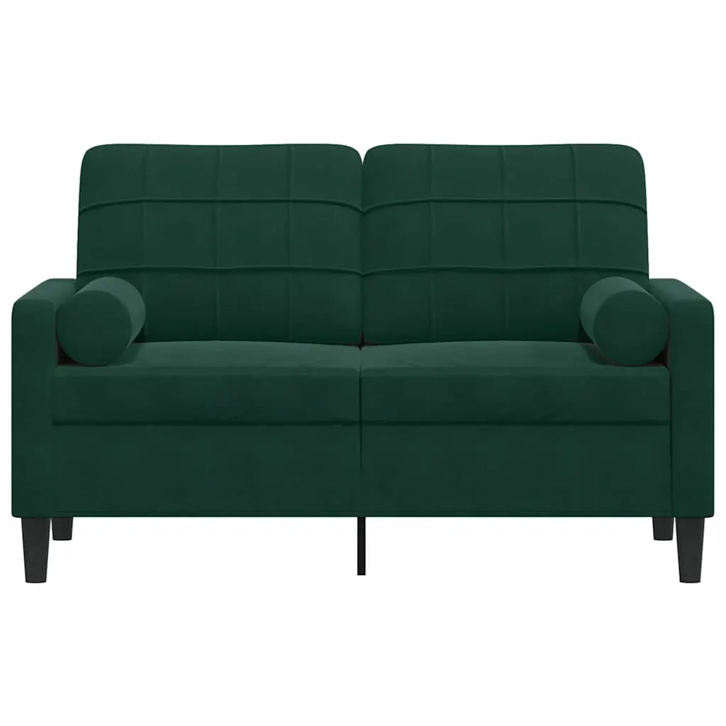 vidaXL Divano a 2 Posti con Cuscini Verde Scuro 120 cm in Velluto