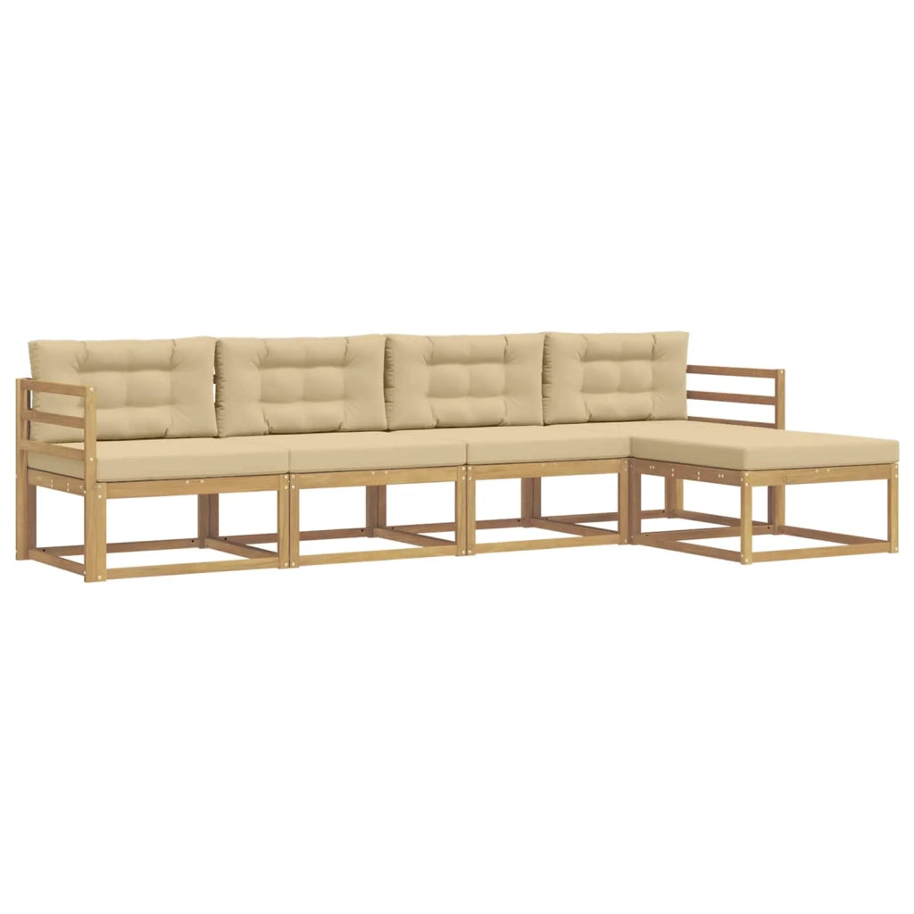 Set di divani da esterno 4 pz Bianco e Beige Poliestere 3386292