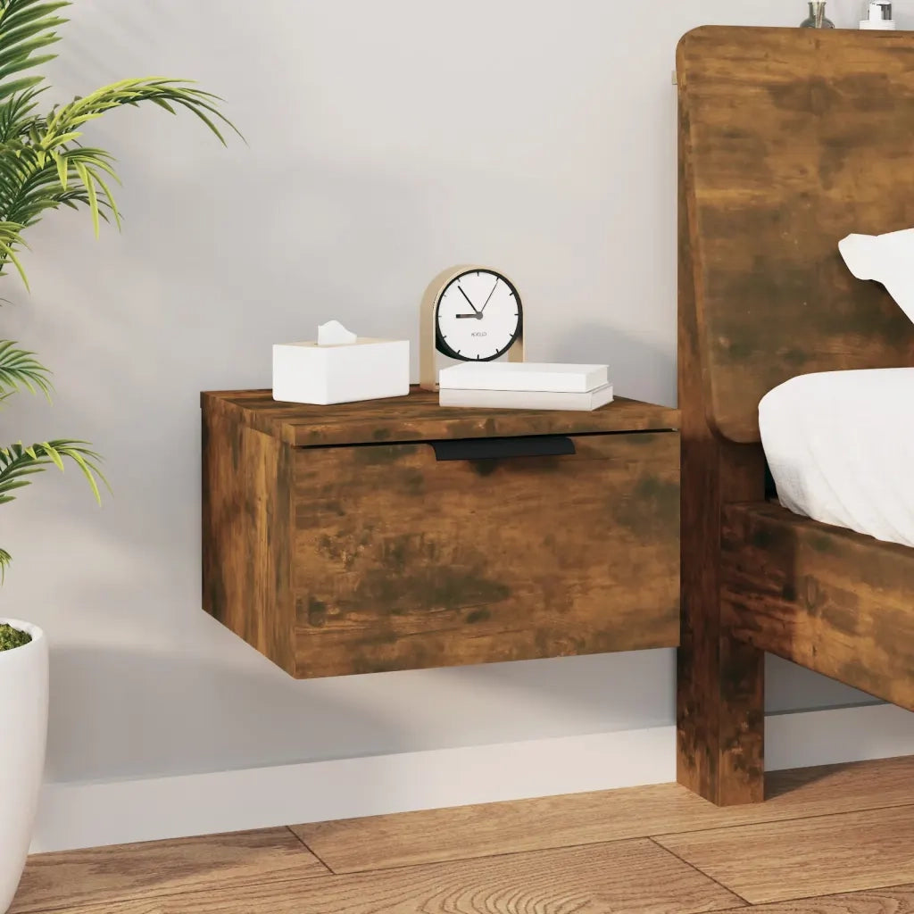Comodini a Muro 2 pz Rovere Fumo 34x30x20 cm 817088