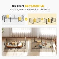 Recinto per Cani e Cuccioli con 12 Pannelli Modulabili e 2 Ingressi, 80x1.5x60cm