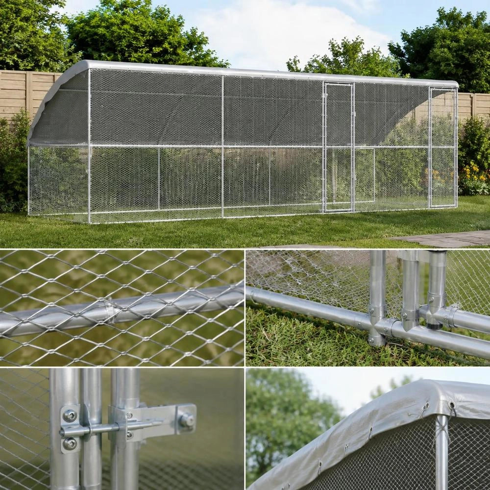 Chicken Cage Silver 600 X 200 X 198.5 Cm Galvanized Steel