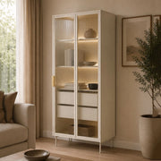 Mobile Espositore Lafafasa, Vetrina 4 Ripiani, 92x39x195h cm Beige Cashmere