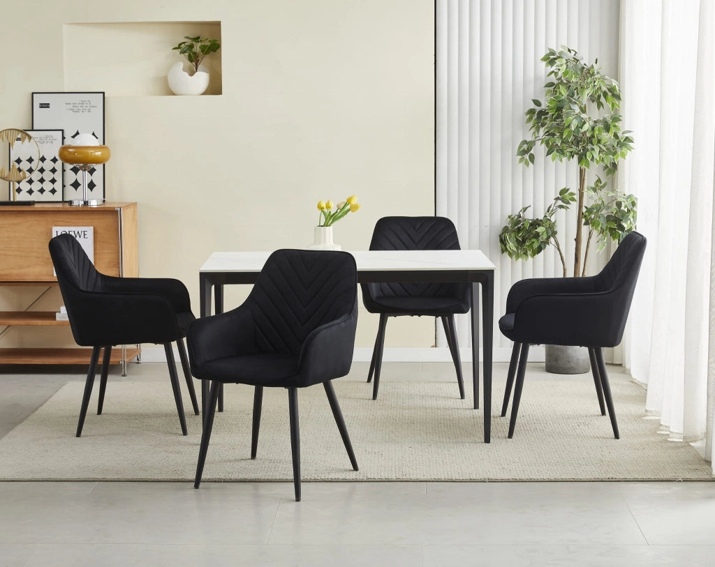 Sedia da pranzo Valora WAAV - Velluto nero con gambe nere x1