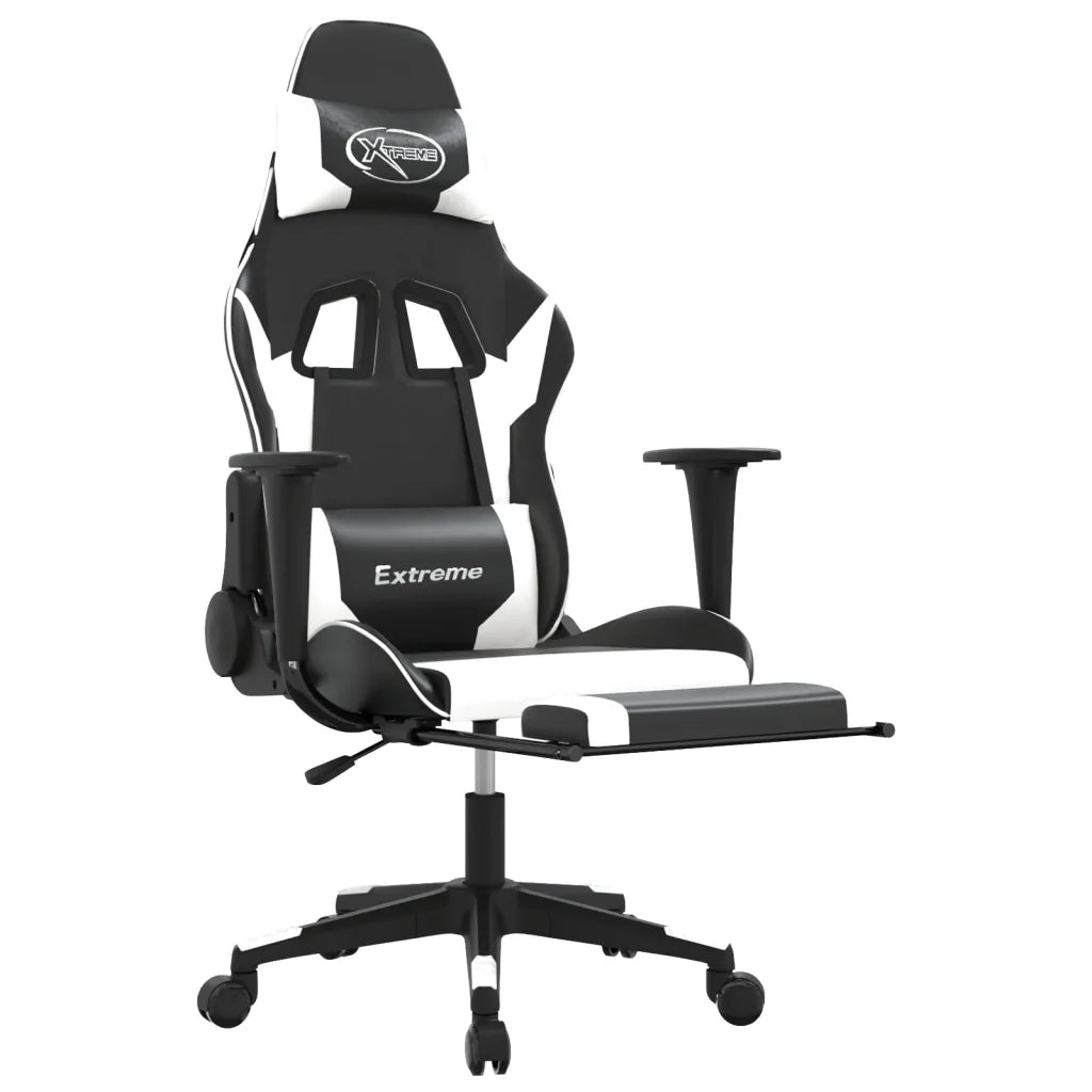 vidaXL Sedia da Gaming con Poggiapiedi Nero e Bianco in Similpelle