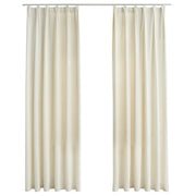 Tende Oscuranti | Tende Blackout con Ganci 2 pz Crema in Velluto 140x225 cm