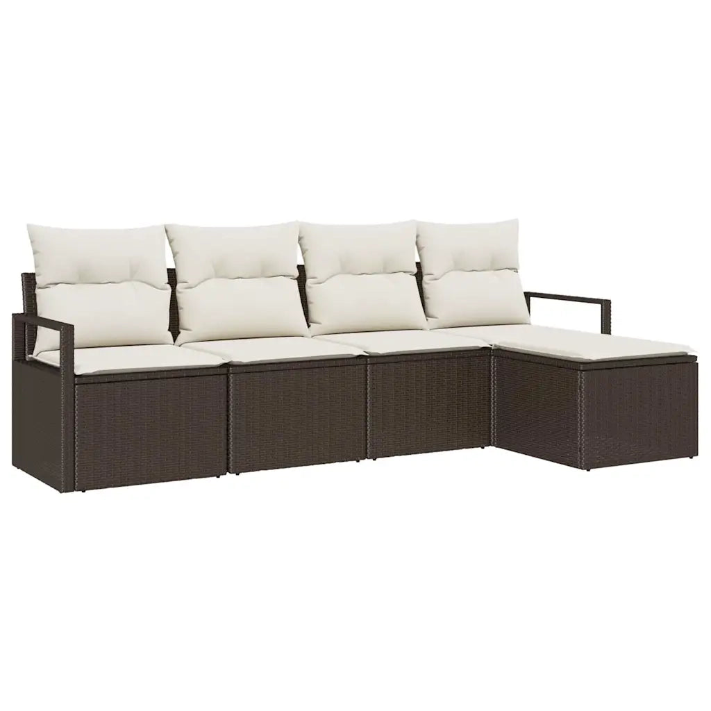 Set di divani 5 pz | Set Salotto da Giardino Marrone polyrattan