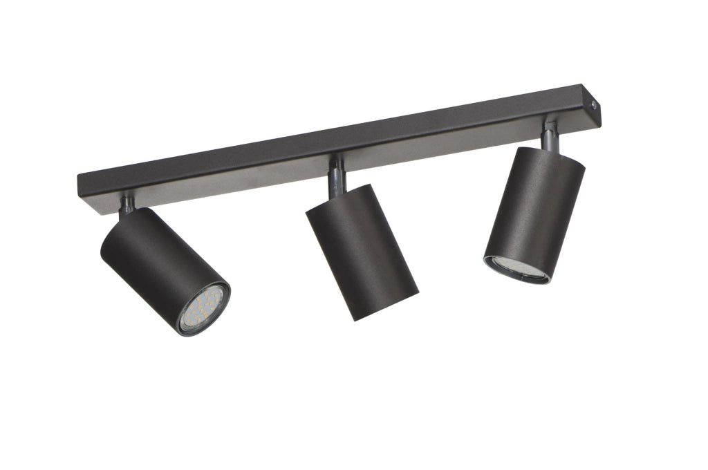 Plafoniera Lampex Rolos 3 luci nera metallo GU10 45cm