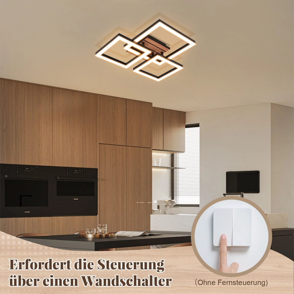 ZMH Lampada da soffitto LED 21W moderna 38CM 3000K luce calda quadrata finitura legno soggiorno camera corridoio