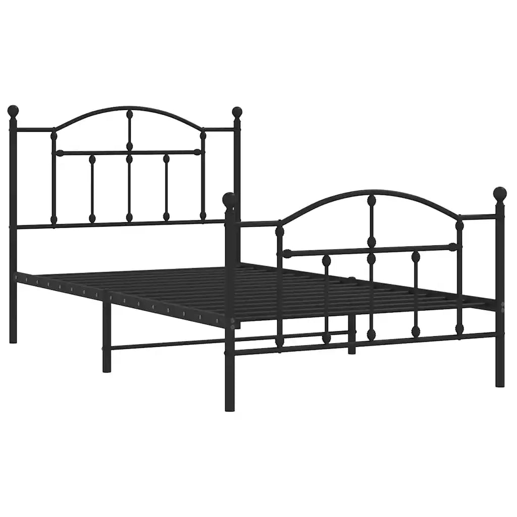 Giroletto con Testiera e Pediera-Struttura Letto Metallo Nero 100x190 cm 509167