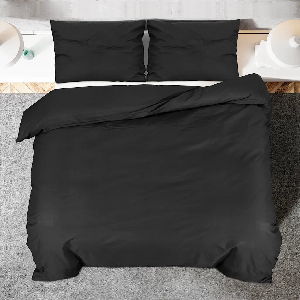 Set Copripiumino Nero 155x220 cm in Microfibra Leggera CFW1935085