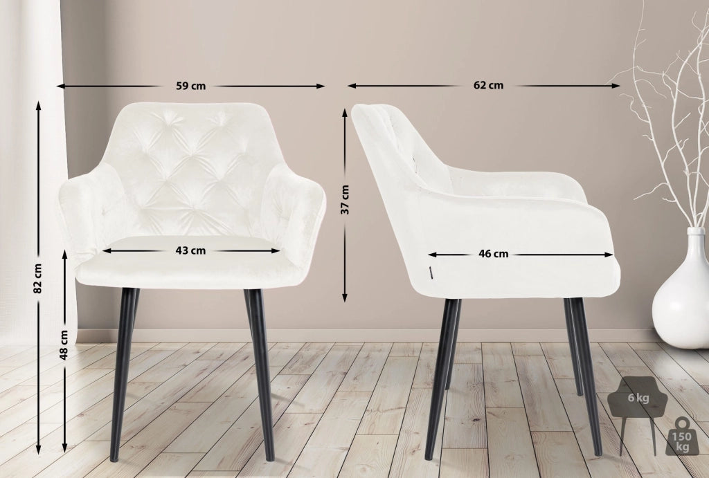 Sedia da pranzo Stanley Velvet crema