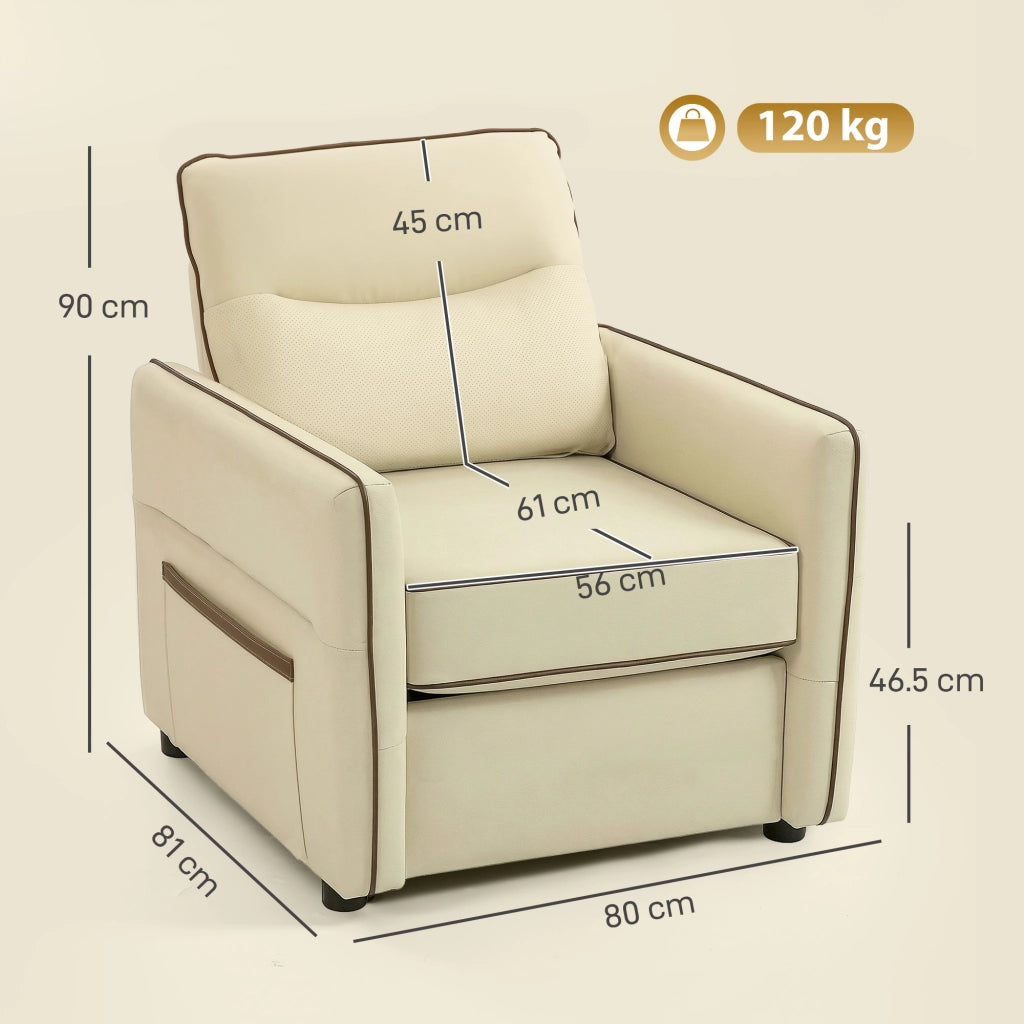 Poltrona Moderna Imbottita con Rivestimento in Similpelle Beige ¨C zephmum ¨C Beige