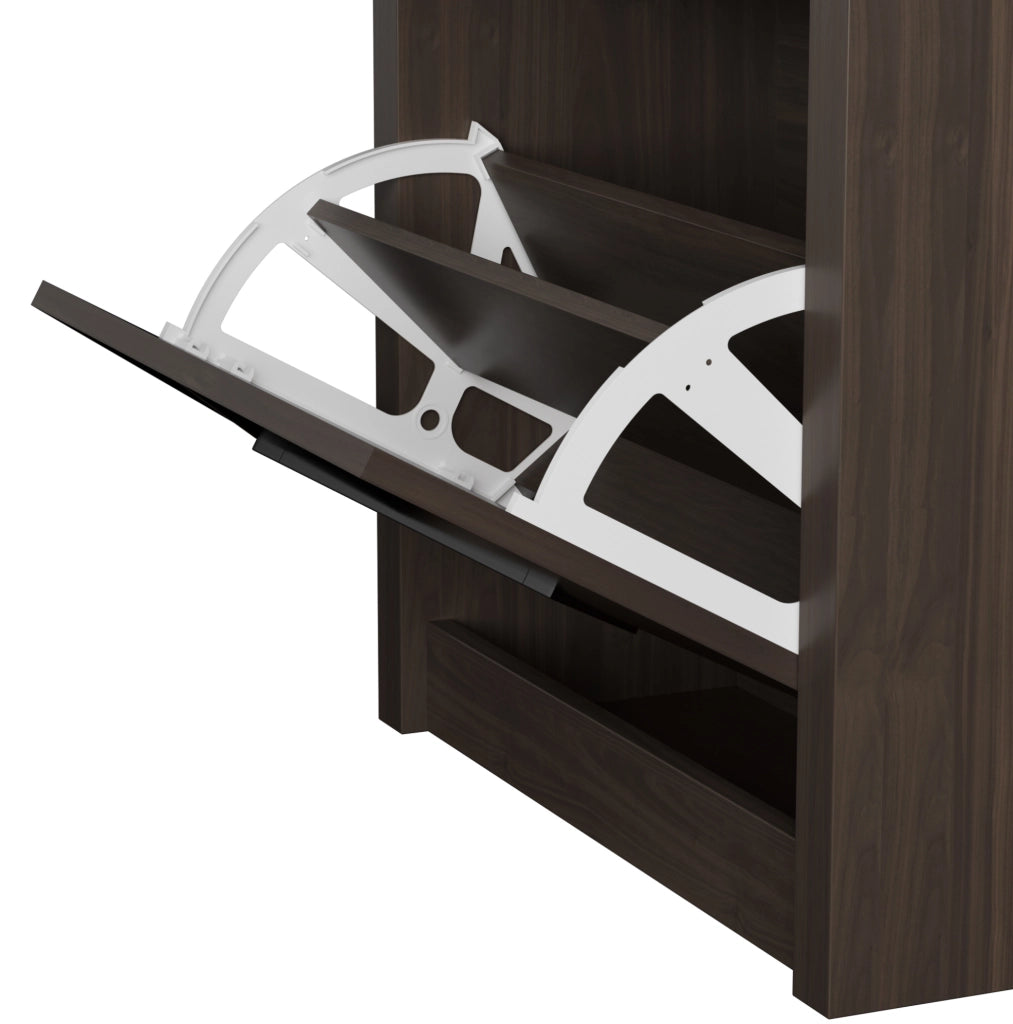 Scarpiera 54x25x115 cm con 3 ribalte e decorazione in rattan in pannello truciolare