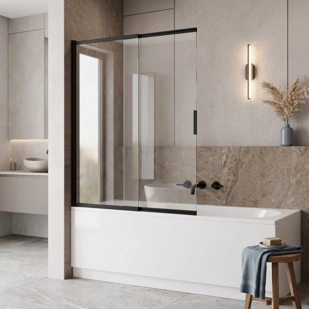 Paravento Vasca Scorrevole Rea Dario Black 120