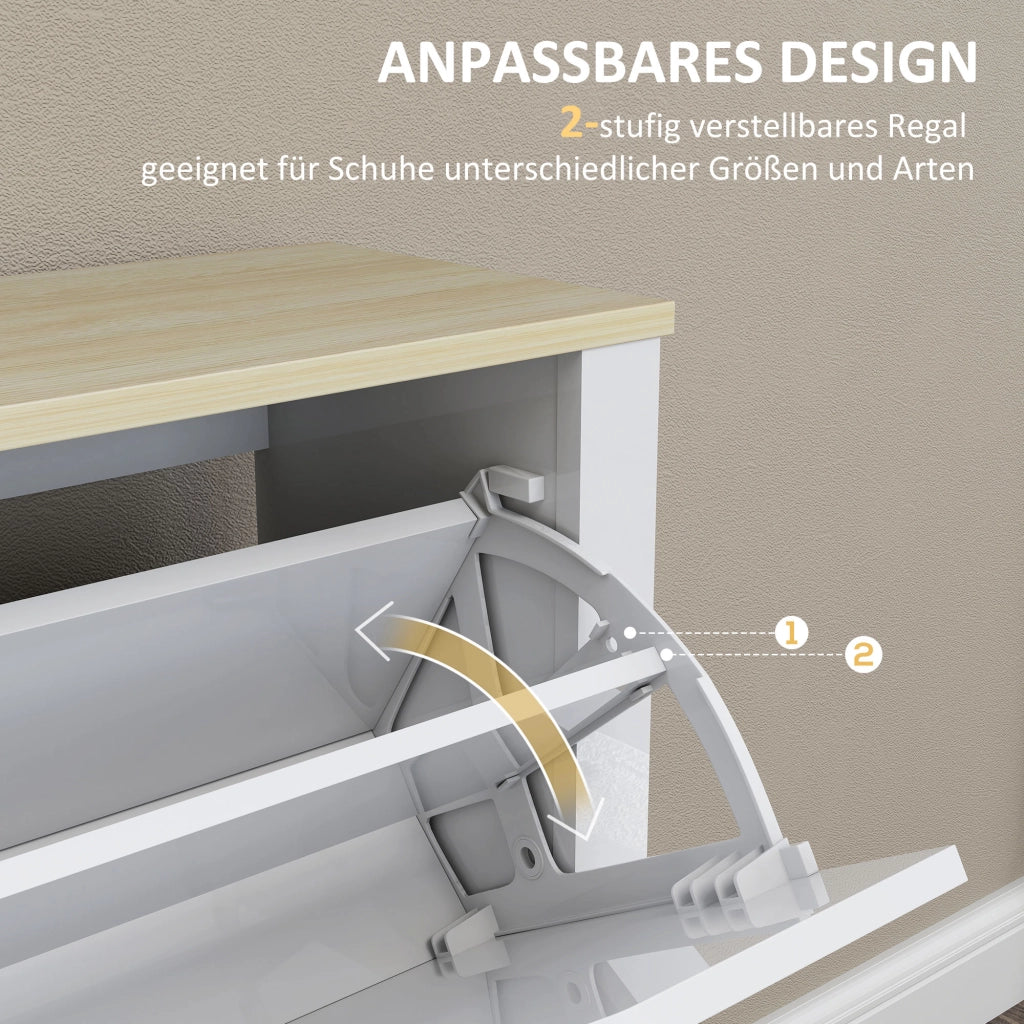 Scarpiera Salvaspazio con 4 Ante ¨C Minimal ¨C Bianco Naturale 105x26x80