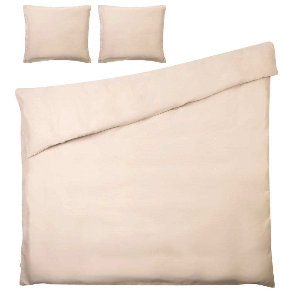 Set copripiumino e federa in cotone satinato beige 200 x 200 cm per una camera da letto moderna