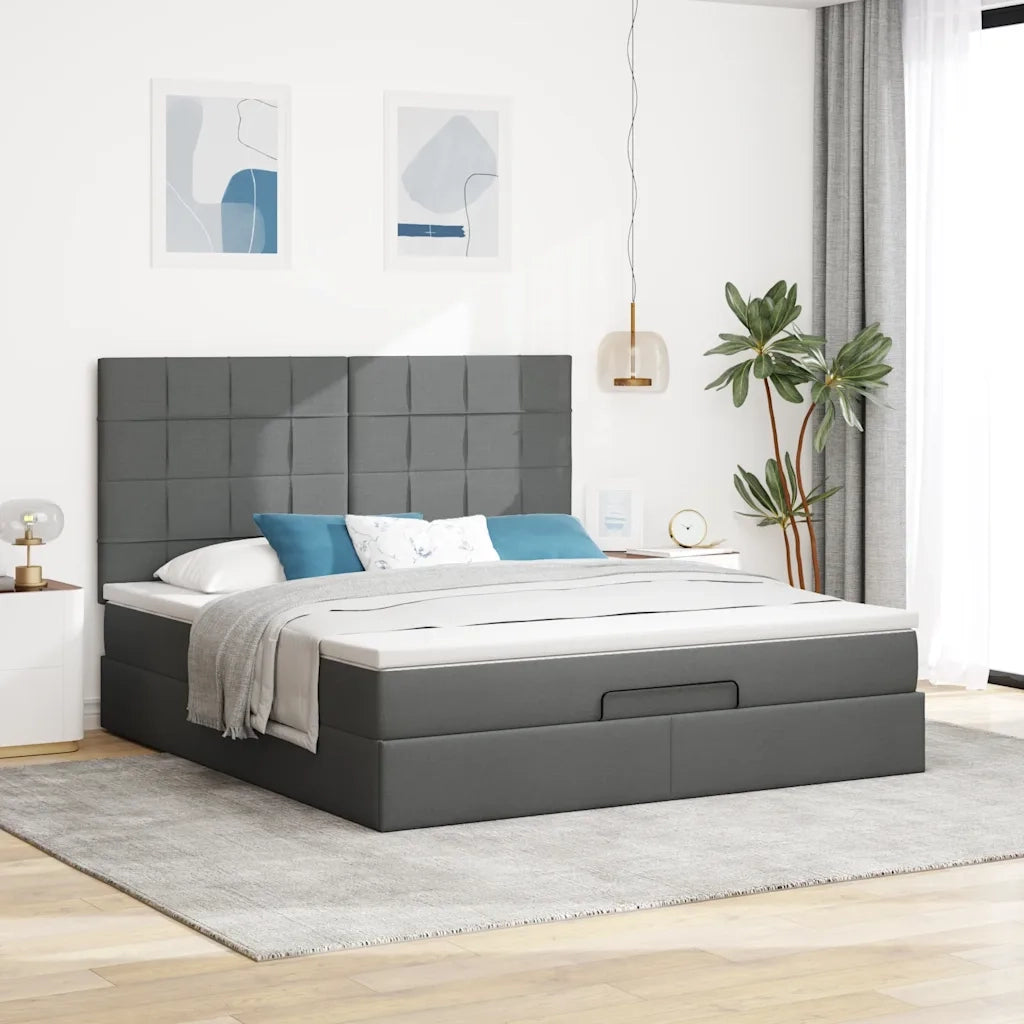 Struttura Letto Pouf con Materasso 160x200 cm in Tessuto 3313169