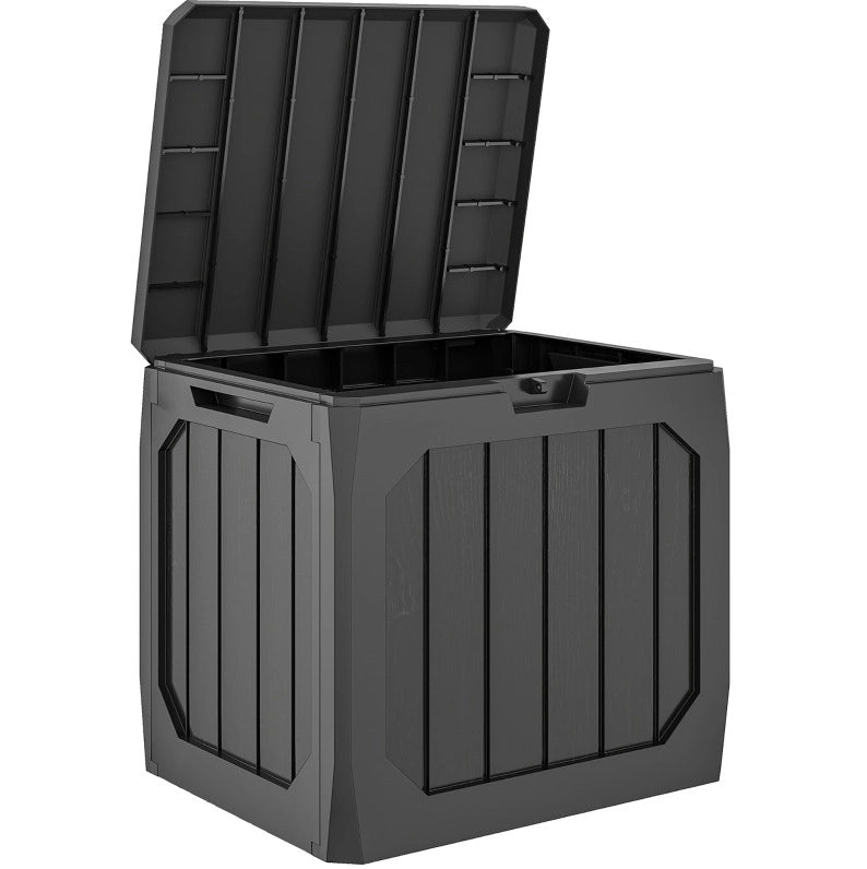 Box contenitore da giardino con chiusura; 56x45x53 cm; in polipropilene nero