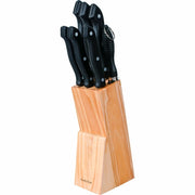Trade Shop - Set Ceppo Coltelli In Acciaio Inox Da Cucina 8 Pezzi Con Stand Portacoltelli In Legno -