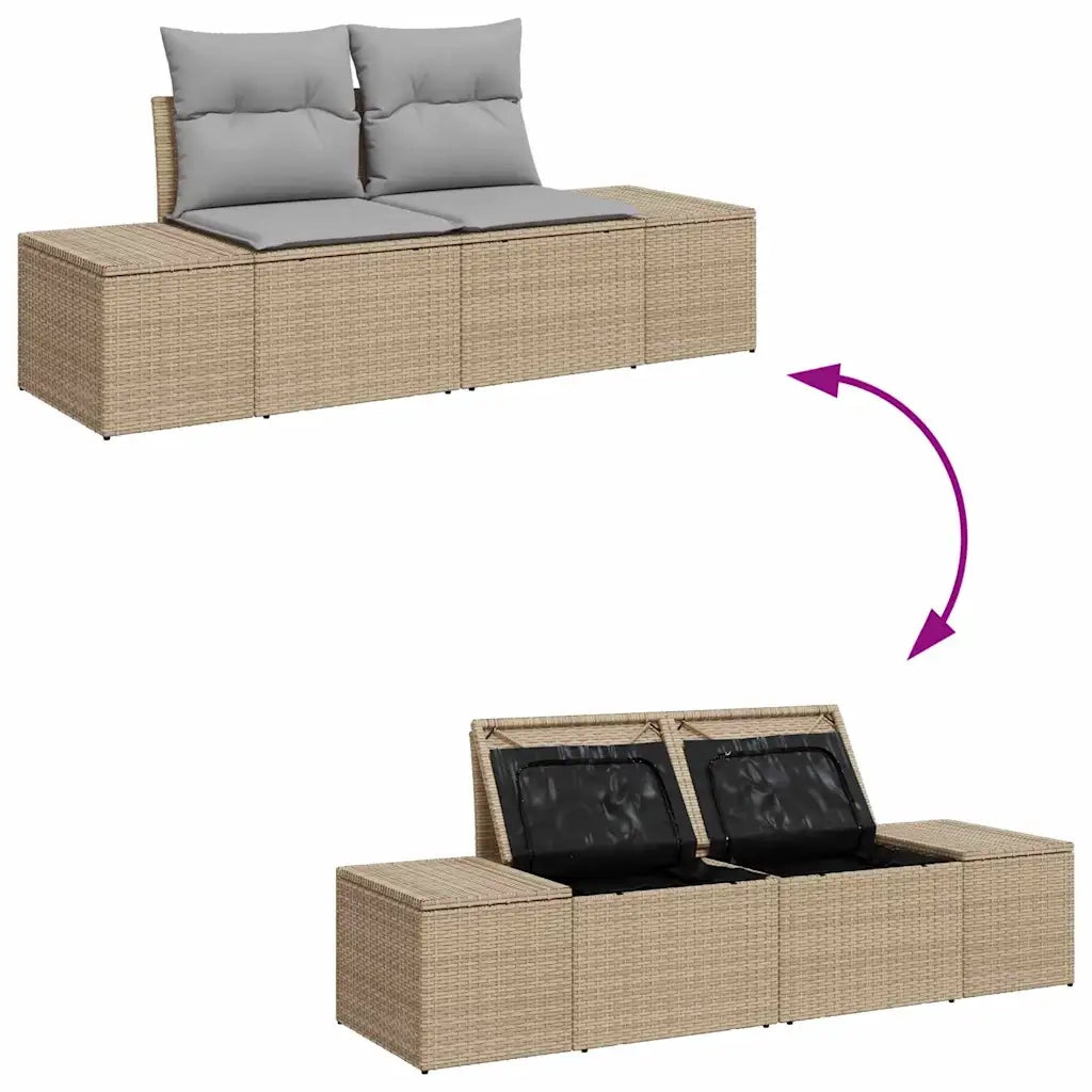 Set Divano da Giardino con cuscino 9 pcs Beige Poly Rattan 3364752