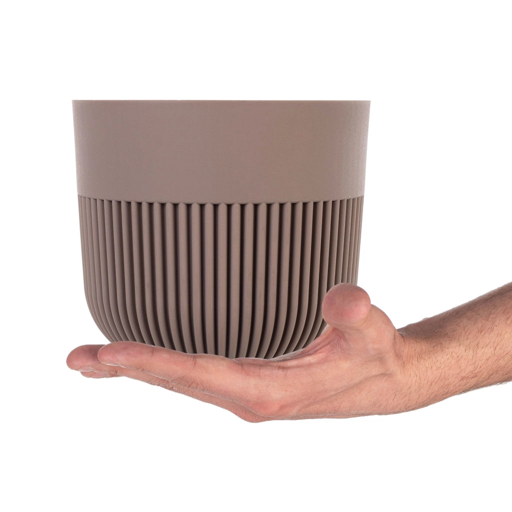 Vaso da fiori KADAX, Coprivaso, 15 cm, Plastica, Rotondo, A coste, Beige
