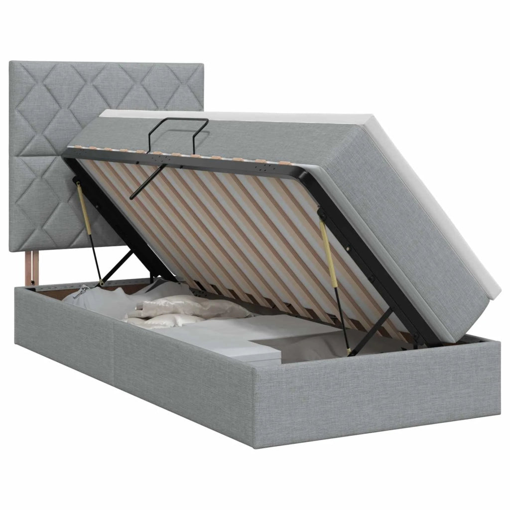 Letto con contenitore e materasso Grigio Chiaro 90 x 200 cm 3459540