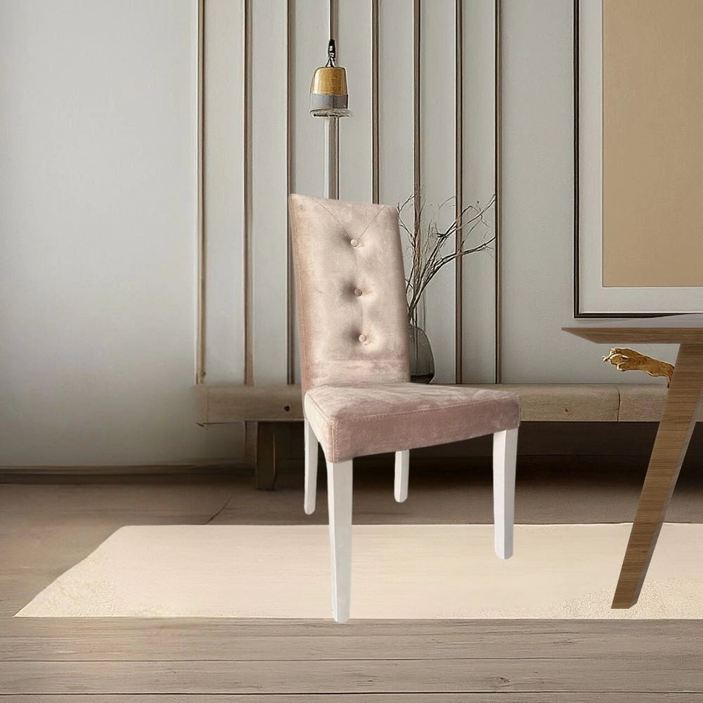 Set 2 Sedia Montecarlo 3 bottoni velluto colore tortora