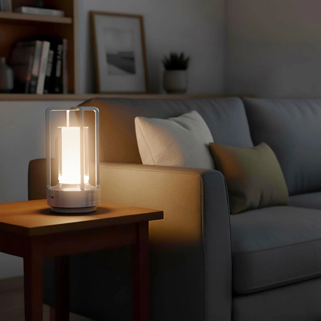 Lampada da tavolo ricaricabile USB LED 3W dimmerabile senza fili luce atmosfera per tavolini bar pub ristorante COLORE ARGENTO