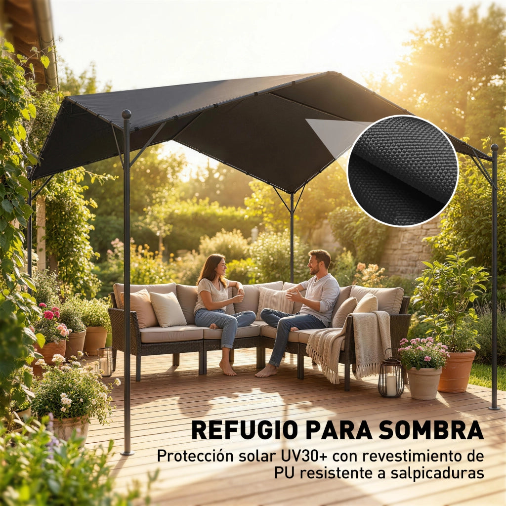 Pergola da Giardino 3x3m ¨C Xylo ¨C Metallo Galvanizzato Grigio Tetto Inclinato UPF30+