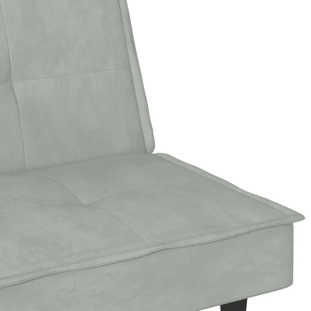 Divano letto con portabicchieri 200 x 89 x 70 cm velluto grigio chiaro 02_0019260
