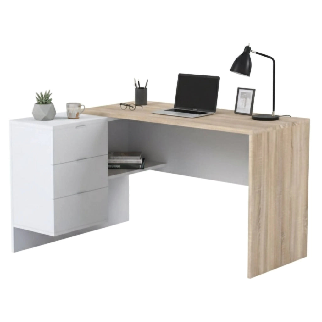 Agnello, Scrivania 2 Cassetti, 145x108x73h cm Marrone Rovere