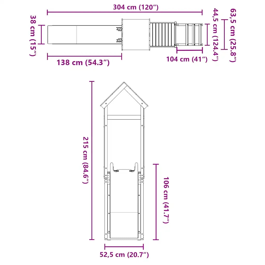 Set da Gioco da Esterno in Legno Massello di Pino 3279064