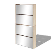 Scarpiera con 4 ripiani e specchio 63 x 17 x 134 cm rovere marrone 02_0043394
