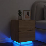 Comodino con Luci LED-Tavolino da notte Rovere Sonoma in Legno Multistrato 931696